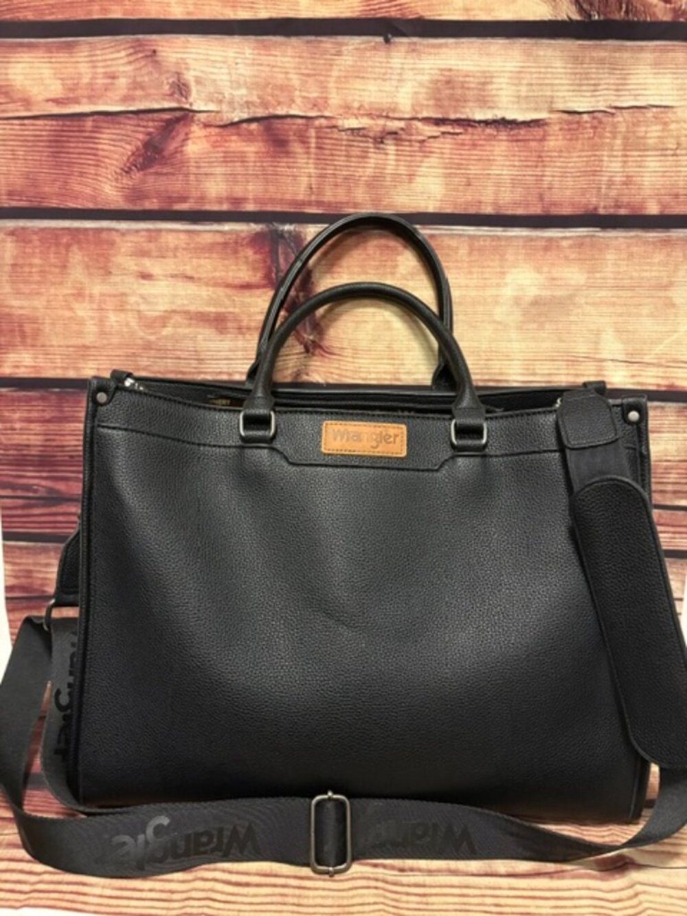 Wrangler Black Leopard Laptop Tote Bag Shoulder Bag, Like New